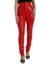 Dolce & Gabbana Shiny Red High Waist Skinny Pants -   -  Dolce & Gabbana.